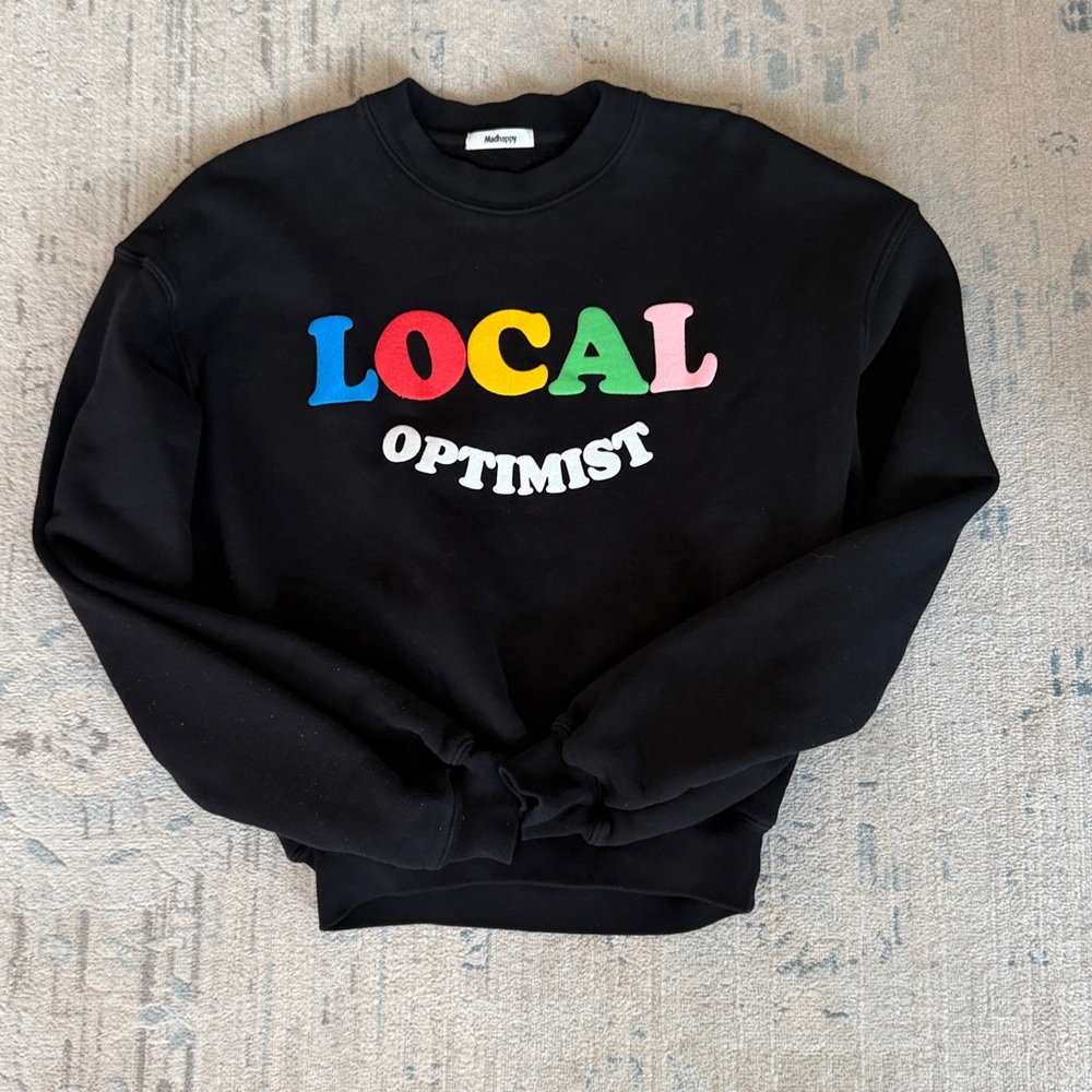 Madhappy Local Optimist Black crewneck Sweatshirt - Picture 3 of 5